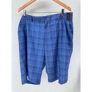 Pebble Beach Golf Shorts Mens 42 Blue New Plaid Performance Moisture Wicking